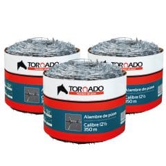 Alambre de Púas C12.5 x 350m PAQUETE X3 Unidades TORNADO