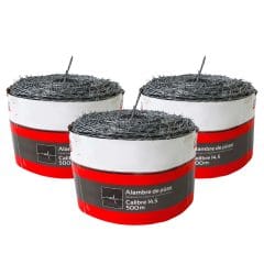 Alambre de Púas C14.5 x 500m PAQUETE X3 Unidades TORNADO