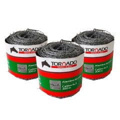 Alambre de Púas C16.5 x 200m PAQUETE X3 Unidades TORNADO