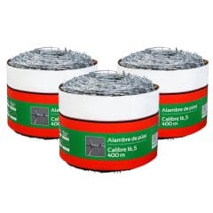 Alambre de Púas C16.5 x 400m PAQUETE X3 Unidades TORNADO